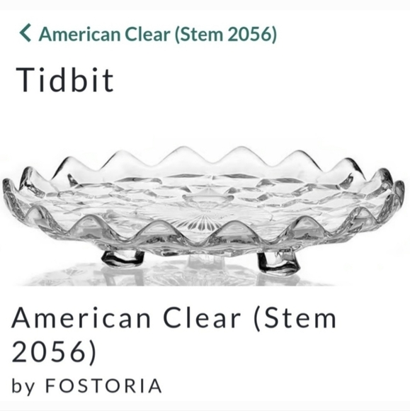 Fostoria American 3 Toed Tidbit 7 1/4" Sparkling Cubist Server - Picture 4 of 15